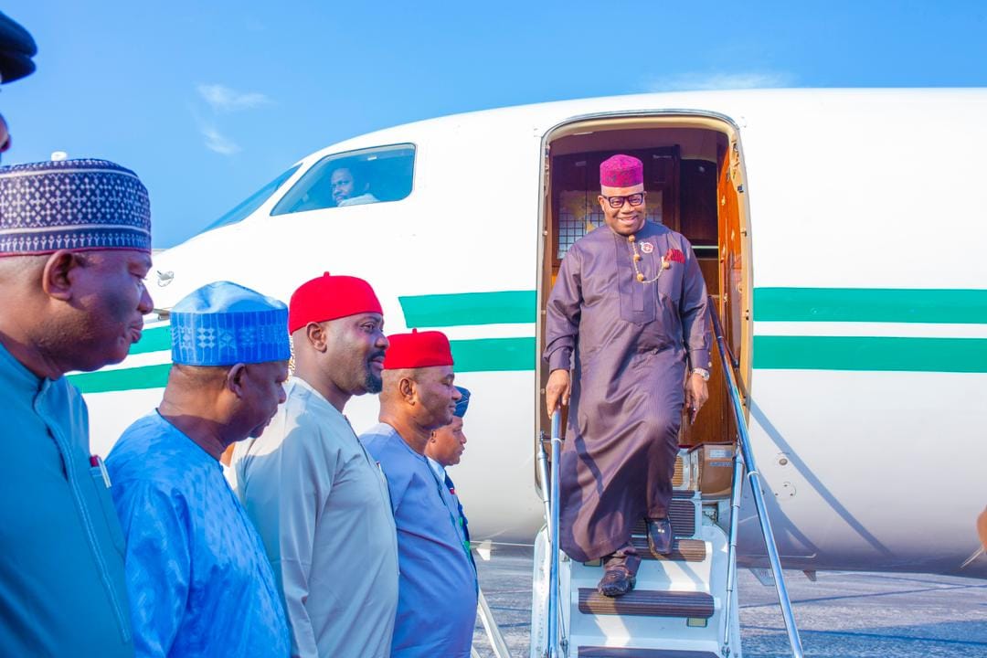 Senate President, Godswill Apkabio arrival at Internation Stadium, Uyo