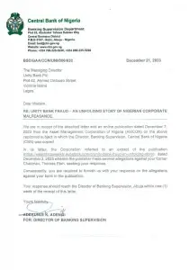 CBN Unity Bank Investigation